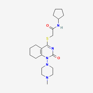 molecular formula C20H31N5O2S B2382619 N-cyclopentyl-2-[[1-(4-methylpiperazin-1-yl)-2-oxo-5,6,7,8-tetrahydroquinazolin-4-yl]sulfanyl]acetamide CAS No. 899755-89-6