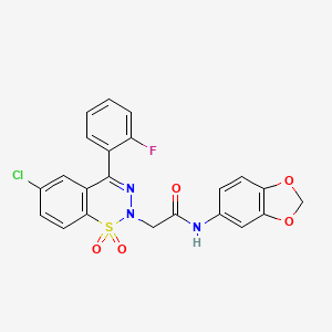 N-(1,3-benzodioxol-5-yl)-2-[6-chloro-4-(2-fluorophenyl)-1,1-dioxido-2H-1,2,3-benzothiadiazin-2-yl]acetamide