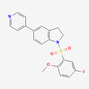 molecular formula C20H17FN2O3S B2382633 1-((5-Fluoro-2-methoxyphenyl)sulfonyl)-5-(pyridin-4-yl)indoline CAS No. 2034376-05-9