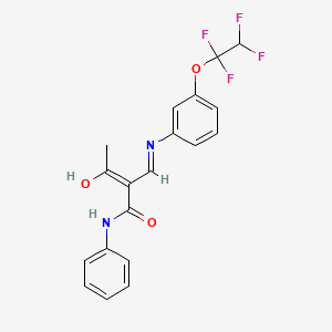 molecular formula C19H16F4N2O3 B2382647 2-Acetyl-N-phenyl-3-((3-(1,1,2,2-tetrafluoroethoxy)phenyl)amino)prop-2-enamide CAS No. 1025564-06-0