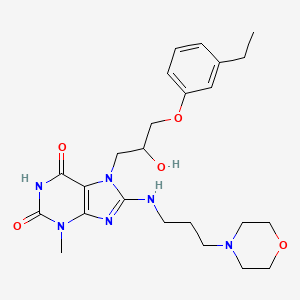 molecular formula C24H34N6O5 B2382649 7-(3-(3-ethylphenoxy)-2-hydroxypropyl)-3-methyl-8-((3-morpholinopropyl)amino)-1H-purine-2,6(3H,7H)-dione CAS No. 941873-59-2
