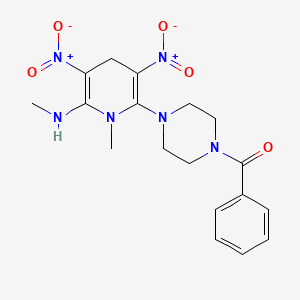 {4-[1-Methyl-6-(methylamino)-3,5-dinitro-1,4-dihydro-2-pyridinyl]piperazino}(phenyl)methanone