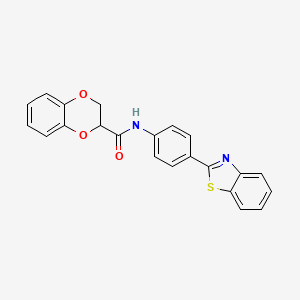 molecular formula C22H16N2O3S B2382743 N-[4-(1,3-benzothiazol-2-yl)phenyl]-2,3-dihydro-1,4-benzodioxine-2-carboxamide CAS No. 681174-10-7