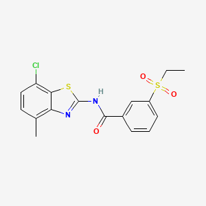 molecular formula C17H15ClN2O3S2 B2382749 N-(7-chloro-4-methylbenzo[d]thiazol-2-yl)-3-(ethylsulfonyl)benzamide CAS No. 886921-09-1
