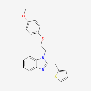 molecular formula C21H20N2O2S B2382764 1-[2-(4-methoxyphenoxy)ethyl]-2-(thiophen-2-ylmethyl)-1H-benzimidazole CAS No. 923114-31-2