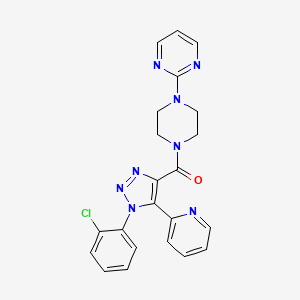 molecular formula C22H19ClN8O B2382769 2-(4-{[1-(2-氯苯基)-5-吡啶-2-基-1H-1,2,3-三唑-4-基]羰基}哌嗪-1-基)嘧啶 CAS No. 1396686-54-6