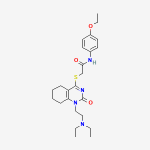 molecular formula C24H34N4O3S B2382772 2-((1-(2-(二乙氨基)乙基)-2-氧代-1,2,5,6,7,8-六氢喹唑啉-4-基)硫代)-N-(4-乙氧苯基)乙酰胺 CAS No. 898461-35-3