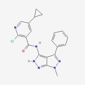 molecular formula C20H17ClN6O B2382783 2-Chloro-5-cyclopropyl-N-(6-methyl-4-phenyl-2H-pyrazolo[3,4-c]pyrazol-3-yl)pyridine-3-carboxamide CAS No. 2305464-92-8