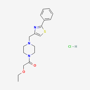 molecular formula C18H24ClN3O2S B2382804 2-Ethoxy-1-(4-((2-phenylthiazol-4-yl)methyl)piperazin-1-yl)ethanone hydrochloride CAS No. 1351651-59-6