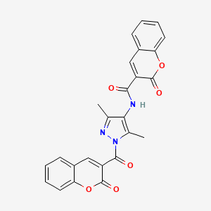molecular formula C25H17N3O6 B2382811 N-[3,5-dimethyl-1-(2-oxo-2H-chromene-3-carbonyl)-1H-pyrazol-4-yl]-2-oxo-2H-chromene-3-carboxamide CAS No. 942876-53-1