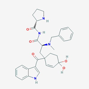 molecular formula C31H36N4O5 B238282 4-Hydroxy-1-(1H-indol-3-ylcarbonyl)prolyl-N-(phenylmethyl)-N-methyl-tyrosineamide CAS No. 131948-41-9