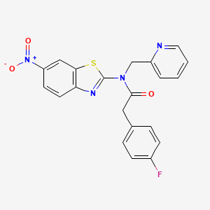 molecular formula C21H15FN4O3S B2382822 2-(4-fluorophenyl)-N-(6-nitrobenzo[d]thiazol-2-yl)-N-(pyridin-2-ylmethyl)acetamide CAS No. 900000-90-0