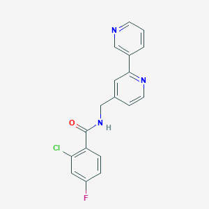 molecular formula C18H13ClFN3O B2382837 N-([2,3'-bipyridin]-4-ylmethyl)-2-chloro-4-fluorobenzamide CAS No. 2034439-87-5