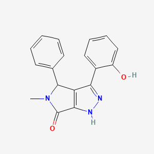 molecular formula C18H15N3O2 B2382846 3-(2-hydroxyphenyl)-5-methyl-4-phenyl-4,5-dihydropyrrolo[3,4-c]pyrazol-6(1H)-one CAS No. 872866-76-7