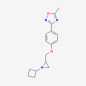 molecular formula C16H19N3O2 B2382852 3-[4-[(1-Cyclobutylaziridin-2-yl)methoxy]phenyl]-5-methyl-1,2,4-oxadiazole CAS No. 2411298-60-5