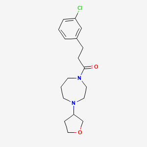 molecular formula C18H25ClN2O2 B2382856 3-(3-Chlorophenyl)-1-(4-(tetrahydrofuran-3-yl)-1,4-diazepan-1-yl)propan-1-one CAS No. 2320420-12-8