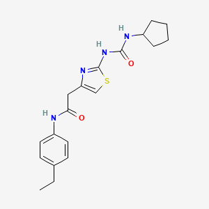 molecular formula C19H24N4O2S B2382859 2-(2-(3-环戊基脲基)噻唑-4-基)-N-(4-乙基苯基)乙酰胺 CAS No. 921508-11-4