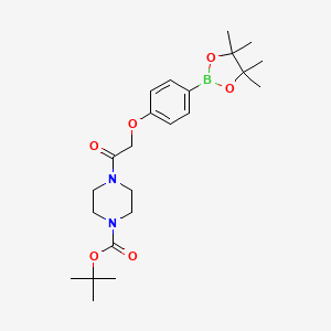 molecular formula C23H35BN2O6 B2382862 Tert-butyl 4-(2-(4-(4,4,5,5-tetramethyl-1,3,2-dioxaborolan-2-yl)phenoxy)acetyl)piperazine-1-carboxylate CAS No. 1401697-54-8