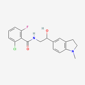 molecular formula C18H18ClFN2O2 B2382867 2-chloro-6-fluoro-N-(2-hydroxy-2-(1-methylindolin-5-yl)ethyl)benzamide CAS No. 1706152-96-6