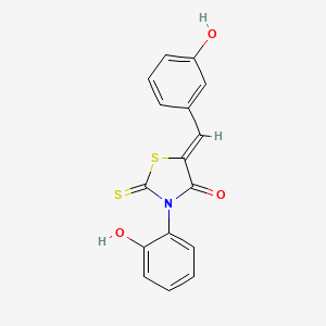 molecular formula C16H11NO3S2 B2382868 (5Z)-3-(2-hydroxyphenyl)-5-[(3-hydroxyphenyl)methylidene]-2-sulfanylidene-1,3-thiazolidin-4-one CAS No. 300378-95-4