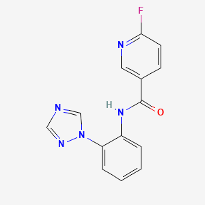 molecular formula C14H10FN5O B2382879 6-fluoro-N-[2-(1H-1,2,4-triazol-1-yl)phenyl]pyridine-3-carboxamide CAS No. 1445169-65-2