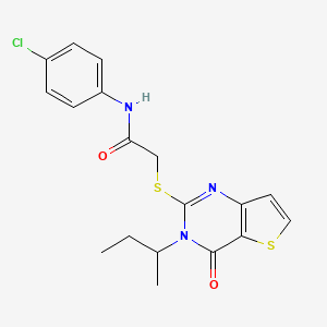 molecular formula C18H18ClN3O2S2 B2382880 2-{[3-(butan-2-yl)-4-oxo-3,4-dihydrothieno[3,2-d]pyrimidin-2-yl]sulfanyl}-N-(4-chlorophenyl)acetamide CAS No. 1326828-85-6