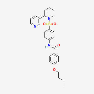 molecular formula C27H31N3O4S B2382903 4-butoxy-N-[4-(2-pyridin-3-ylpiperidin-1-yl)sulfonylphenyl]benzamide CAS No. 393834-49-6