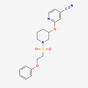 molecular formula C19H21N3O4S B2382917 2-((1-((2-苯氧基乙基)磺酰基)哌啶-3-基)氧基)异烟腈 CAS No. 2034560-49-9