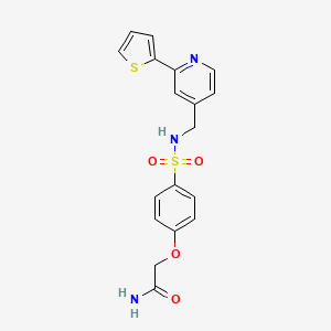 molecular formula C18H17N3O4S2 B2382921 2-(4-(N-((2-(噻吩-2-基)吡啶-4-基)甲基)磺酰胺基)苯氧基)乙酰胺 CAS No. 2034438-13-4