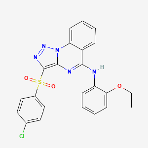 molecular formula C23H18ClN5O3S B2382929 3-[(4-chlorophenyl)sulfonyl]-N-(2-ethoxyphenyl)[1,2,3]triazolo[1,5-a]quinazolin-5-amine CAS No. 866865-45-4