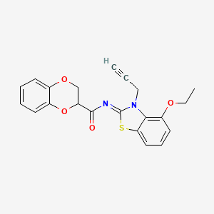 molecular formula C21H18N2O4S B2382951 (Z)-N-(4-乙氧基-3-(丙-2-炔-1-基)苯并[d]噻唑-2(3H)-亚甲基)-2,3-二氢苯并[b][1,4]二氧杂环-2-甲酰胺 CAS No. 868674-84-4