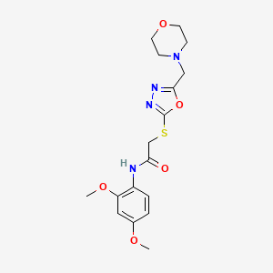 molecular formula C17H22N4O5S B2382957 N-(2,4-二甲氧基苯基)-2-((5-(吗啉甲基)-1,3,4-恶二唑-2-基)硫代)乙酰胺 CAS No. 915189-11-6