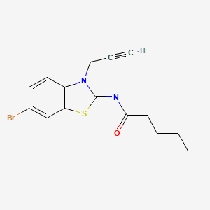 molecular formula C15H15BrN2OS B2382960 N-(6-bromo-3-prop-2-ynyl-1,3-benzothiazol-2-ylidene)pentanamide CAS No. 865181-41-5