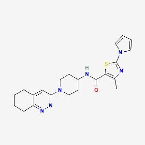 molecular formula C22H26N6OS B2382972 4-methyl-2-(1H-pyrrol-1-yl)-N-(1-(5,6,7,8-tetrahydrocinnolin-3-yl)piperidin-4-yl)thiazole-5-carboxamide CAS No. 2034371-34-9