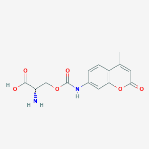 molecular formula C14H14N2O6 B238298 Serine-7-amino-4-methylcoumarin carbamate CAS No. 139262-16-1