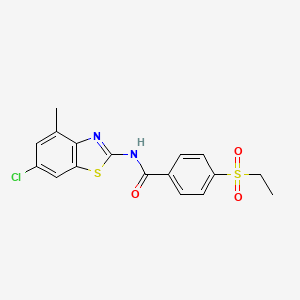 molecular formula C17H15ClN2O3S2 B2382988 N-(6-氯-4-甲基苯并[d]噻唑-2-基)-4-(乙基磺酰基)苯甲酰胺 CAS No. 886916-61-6