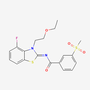 molecular formula C19H19FN2O4S2 B2382995 (E)-N-(3-(2-乙氧基乙基)-4-氟苯并[d]噻唑-2(3H)-亚甲基)-3-(甲基磺酰基)苯甲酰胺 CAS No. 896329-23-0