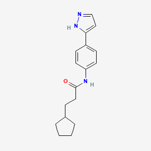 B2383001 N-(4-(1H-pyrazol-3-yl)phenyl)-3-cyclopentylpropanamide CAS No. 1211692-18-0