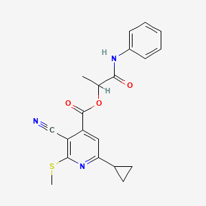 B2383003 1-(Phenylcarbamoyl)ethyl 3-cyano-6-cyclopropyl-2-(methylsulfanyl)pyridine-4-carboxylate CAS No. 1090800-12-6