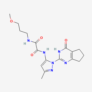 molecular formula C17H22N6O4 B2383008 N1-(3-甲氧基丙基)-N2-(3-甲基-1-(4-氧代-4,5,6,7-四氢-3H-环戊[d]嘧啶-2-基)-1H-吡唑-5-基)草酰胺 CAS No. 1014046-20-8