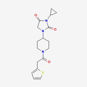 B2383012 3-Cyclopropyl-1-{1-[2-(thiophen-2-yl)acetyl]piperidin-4-yl}imidazolidine-2,4-dione CAS No. 2097863-56-2