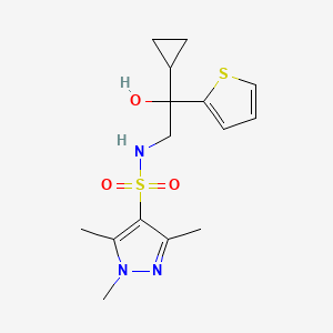 molecular formula C15H21N3O3S2 B2383019 N-(2-环丙基-2-羟基-2-(噻吩-2-基)乙基)-1,3,5-三甲基-1H-吡唑-4-磺酰胺 CAS No. 1448125-14-1