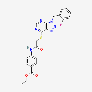 molecular formula C22H19FN6O3S B2383028 ethyl 4-(2-((3-(2-fluorobenzyl)-3H-[1,2,3]triazolo[4,5-d]pyrimidin-7-yl)thio)acetamido)benzoate CAS No. 863458-76-8