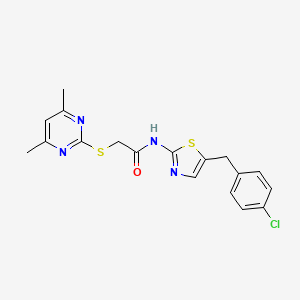 molecular formula C18H17ClN4OS2 B2383032 N-(5-(4-氯苄基)噻唑-2-基)-2-((4,6-二甲基嘧啶-2-基)硫代)乙酰胺 CAS No. 618390-84-4
