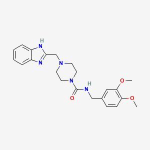 molecular formula C22H27N5O3 B2383035 4-((1H-苯并[d]咪唑-2-基)甲基)-N-(3,4-二甲氧基苄基)哌嗪-1-甲酰胺 CAS No. 1207028-49-6
