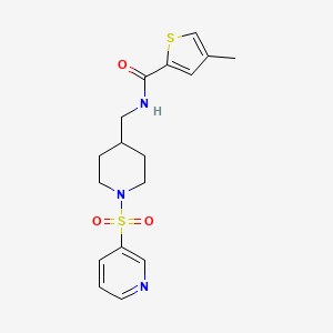 molecular formula C17H21N3O3S2 B2383041 4-甲基-N-((1-(吡啶-3-磺酰基)哌啶-4-基)甲基)噻吩-2-甲酰胺 CAS No. 1428347-75-4