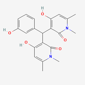 molecular formula C21H22N2O5 B2383042 3,3'-((3-hydroxyphenyl)methylene)bis(4-hydroxy-1,6-dimethylpyridin-2(1H)-one) CAS No. 883085-48-1