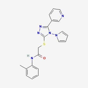 molecular formula C20H18N6OS B2383052 N-(2-甲基苯基)-2-[(5-吡啶-3-基-4-吡咯-1-基-1,2,4-三唑-3-基)硫代]乙酰胺 CAS No. 886921-07-9