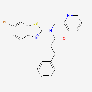 molecular formula C22H18BrN3OS B2383055 N-(6-bromobenzo[d]thiazol-2-yl)-3-phenyl-N-(pyridin-2-ylmethyl)propanamide CAS No. 922986-54-7