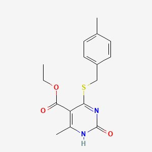 molecular formula C16H18N2O3S B2383076 6-甲基-4-[(4-甲苯基)甲硫基]-2-氧代-1H-嘧啶-5-甲酸乙酯 CAS No. 899957-32-5